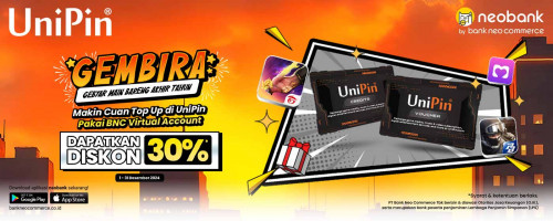 Makin Cuan Top Up di UniPin Pakai BNC Virtual Account dengan Diskon 30%